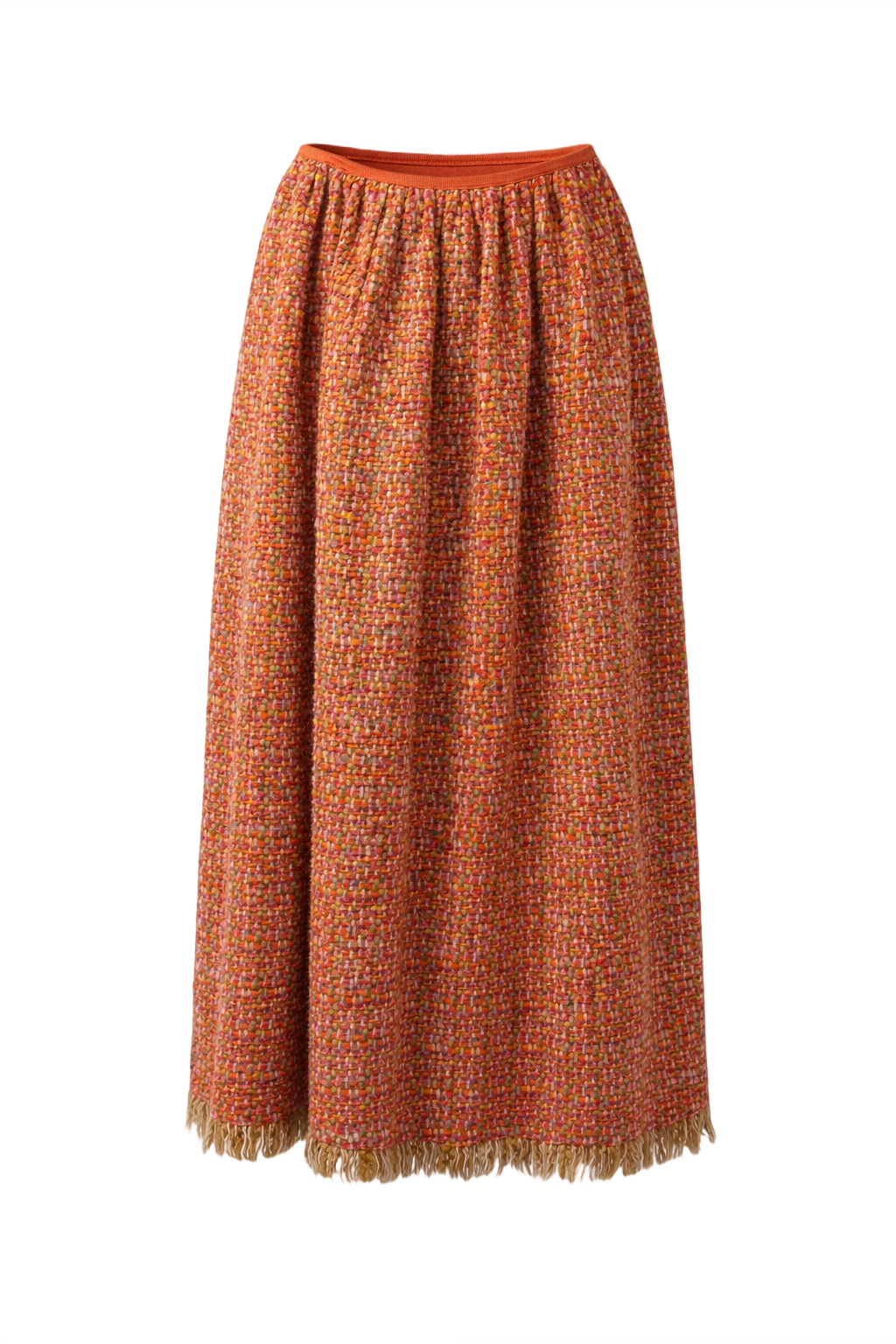 1960s Orange Wool Blend Skirt - Front View
