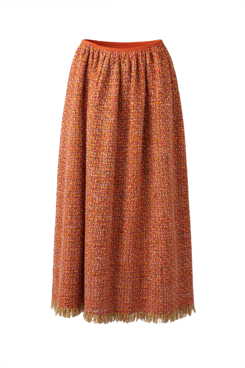 1960s Orange Wool Blend Skirt - Front View