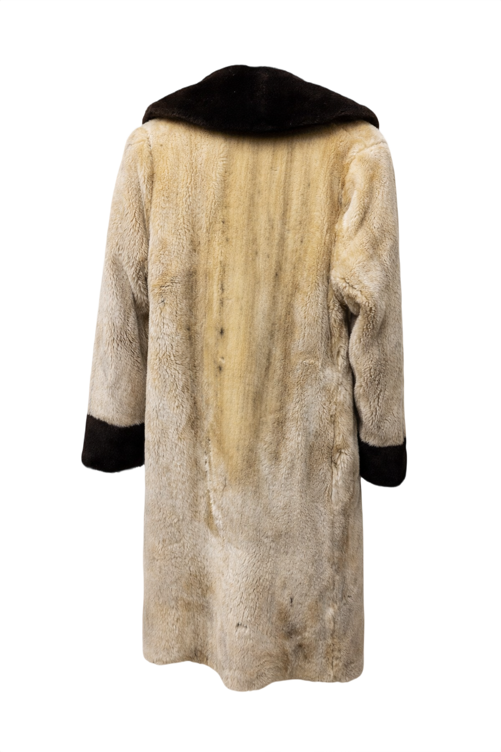 1970s Beige Faux Fur Coat - Back View