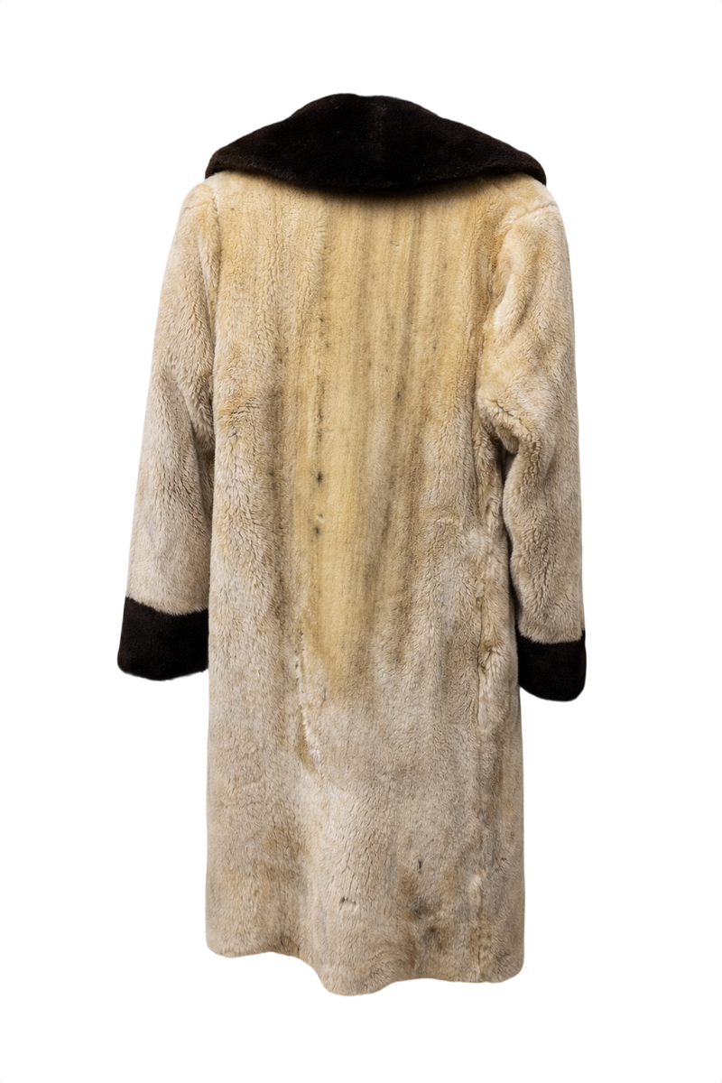 1970s Beige Faux Fur Coat - Back View