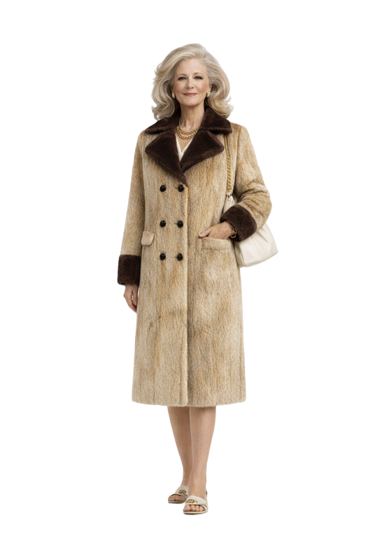 1970s Beige Faux Fur Coat - Model