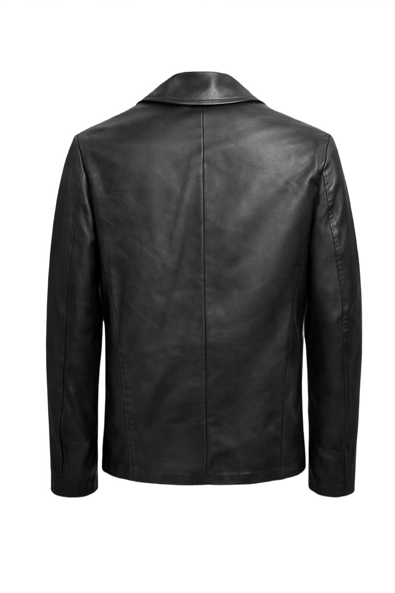 1990s Black Leather Jacket - Back View