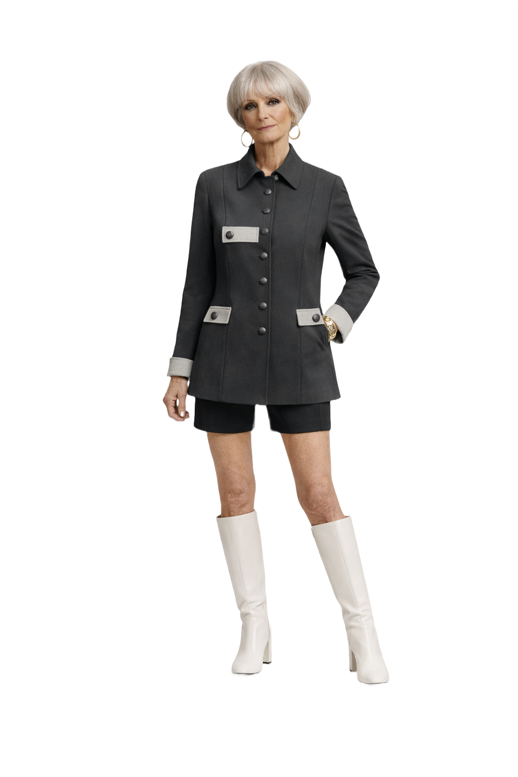 1960s Dark Grey Wool Jacket - Model