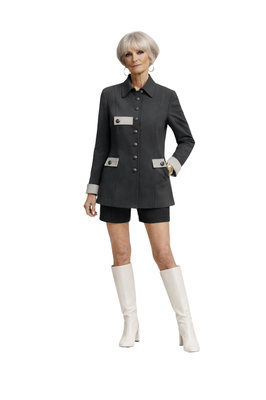 1960s Dark Grey Wool Jacket - Model