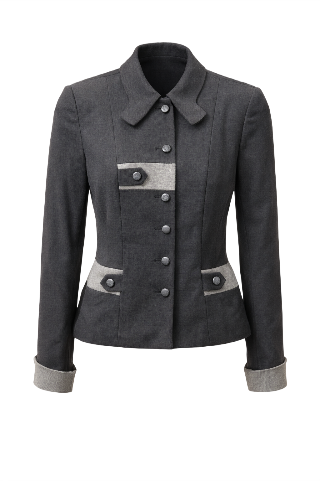 1960s Dark Grey Wool Jacket - Front View