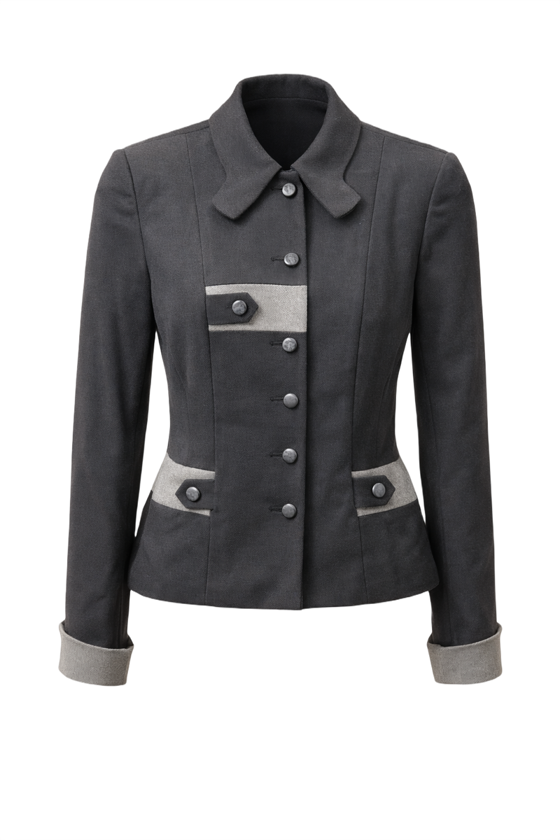 1960s Dark Grey Wool Jacket - Front View
