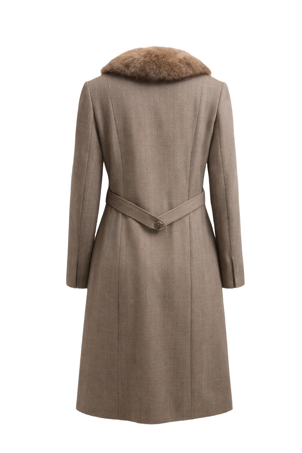 1960s Taupe Wool Coat - Back View