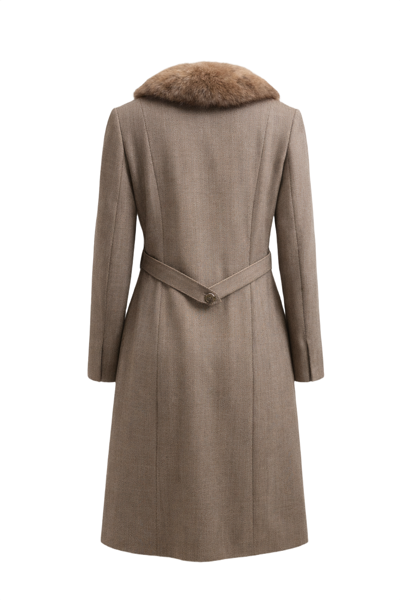 1960s Taupe Wool Coat - Back View