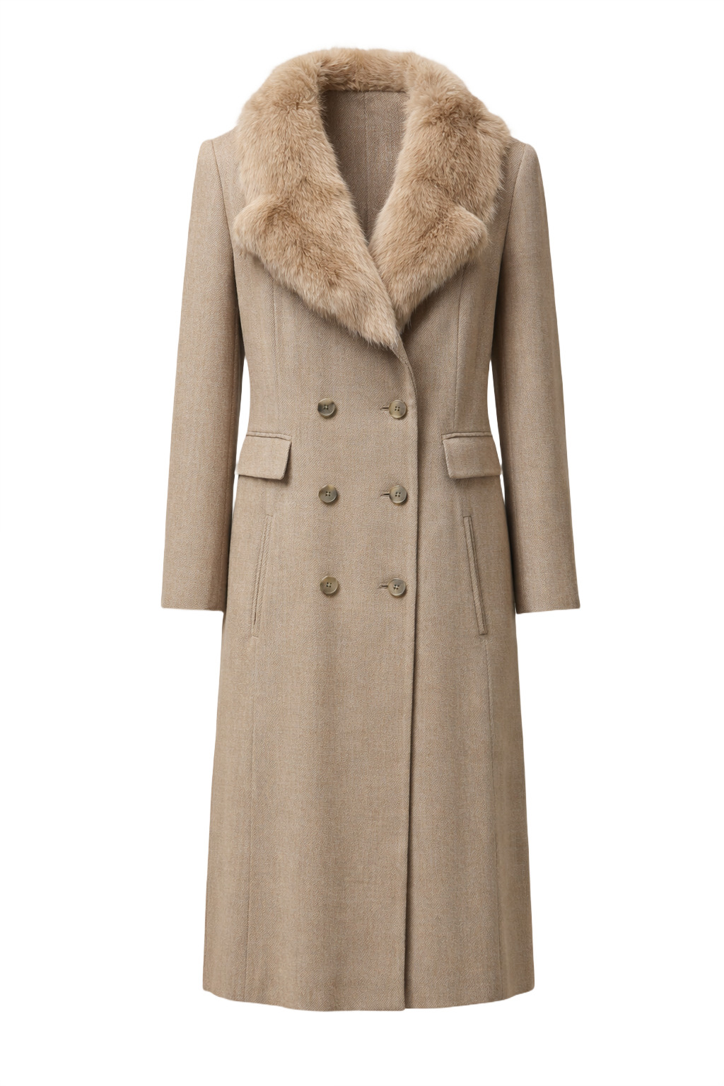 1960s Taupe Wool Coat - Front View