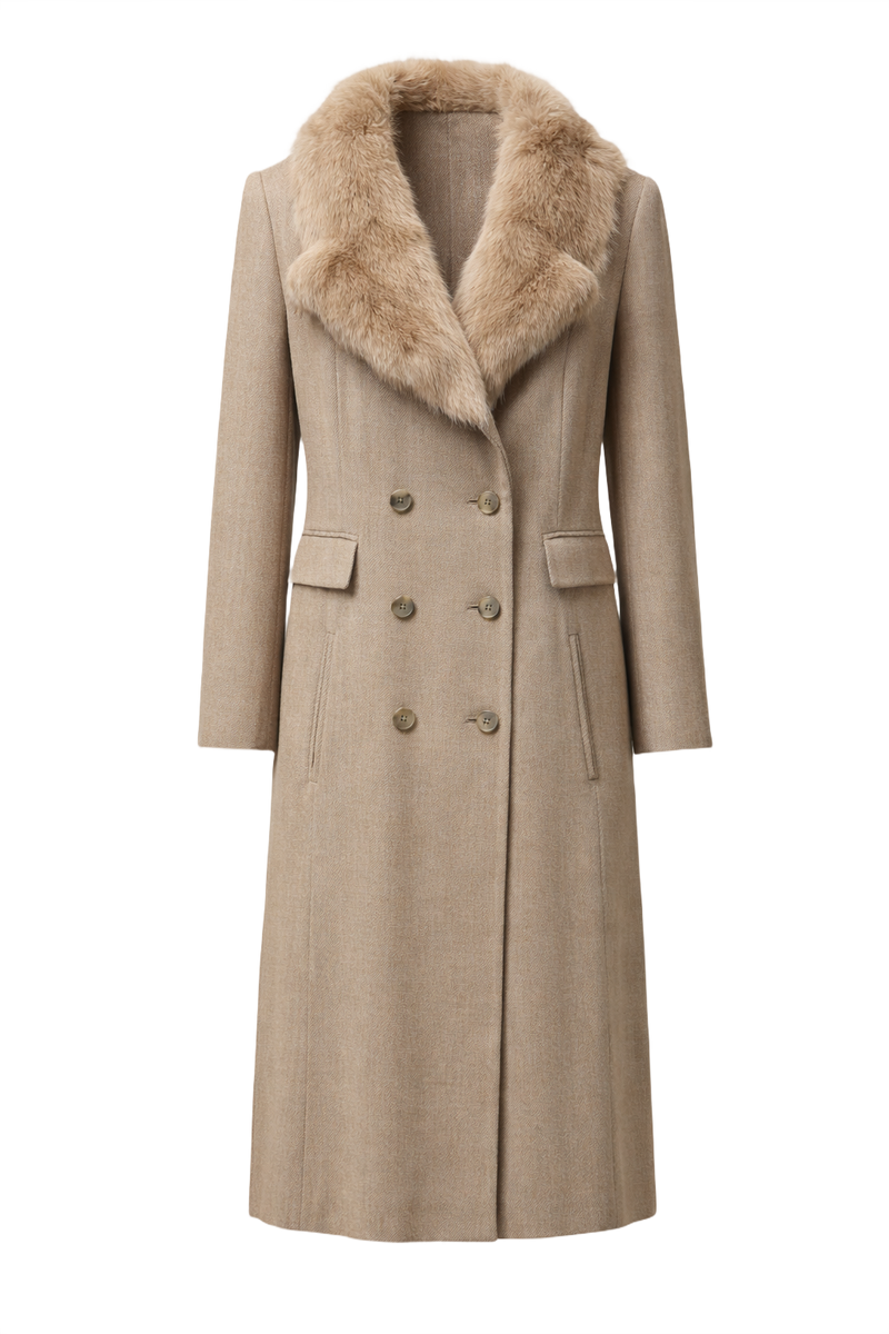 1960s Taupe Wool Coat - Front View