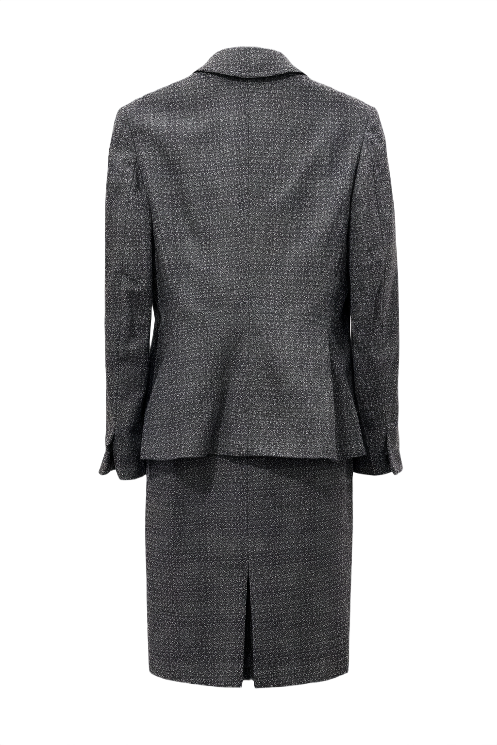 1960s Charcoal Grey Tweed Skirt Suit - Back View
