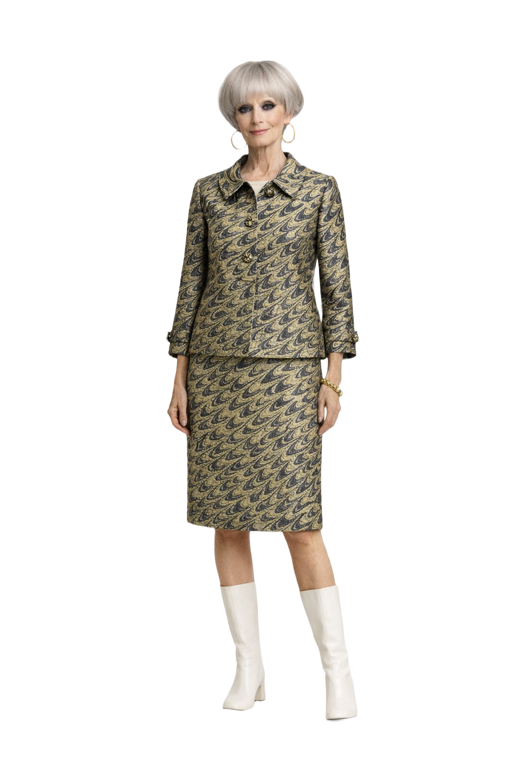 1960s Metallic Gold Brocade 2-Piece Set - Model