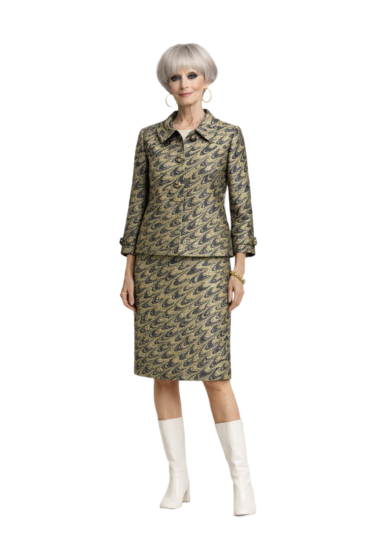 1960s Metallic Gold Brocade 2-Piece Set - Model