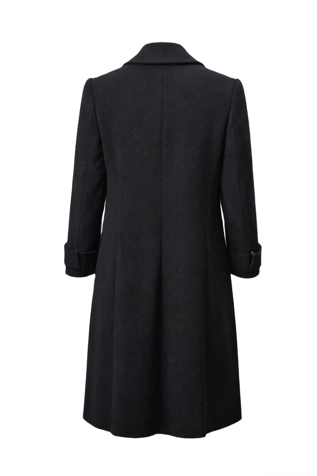1980s Black Wool Coat - Back View