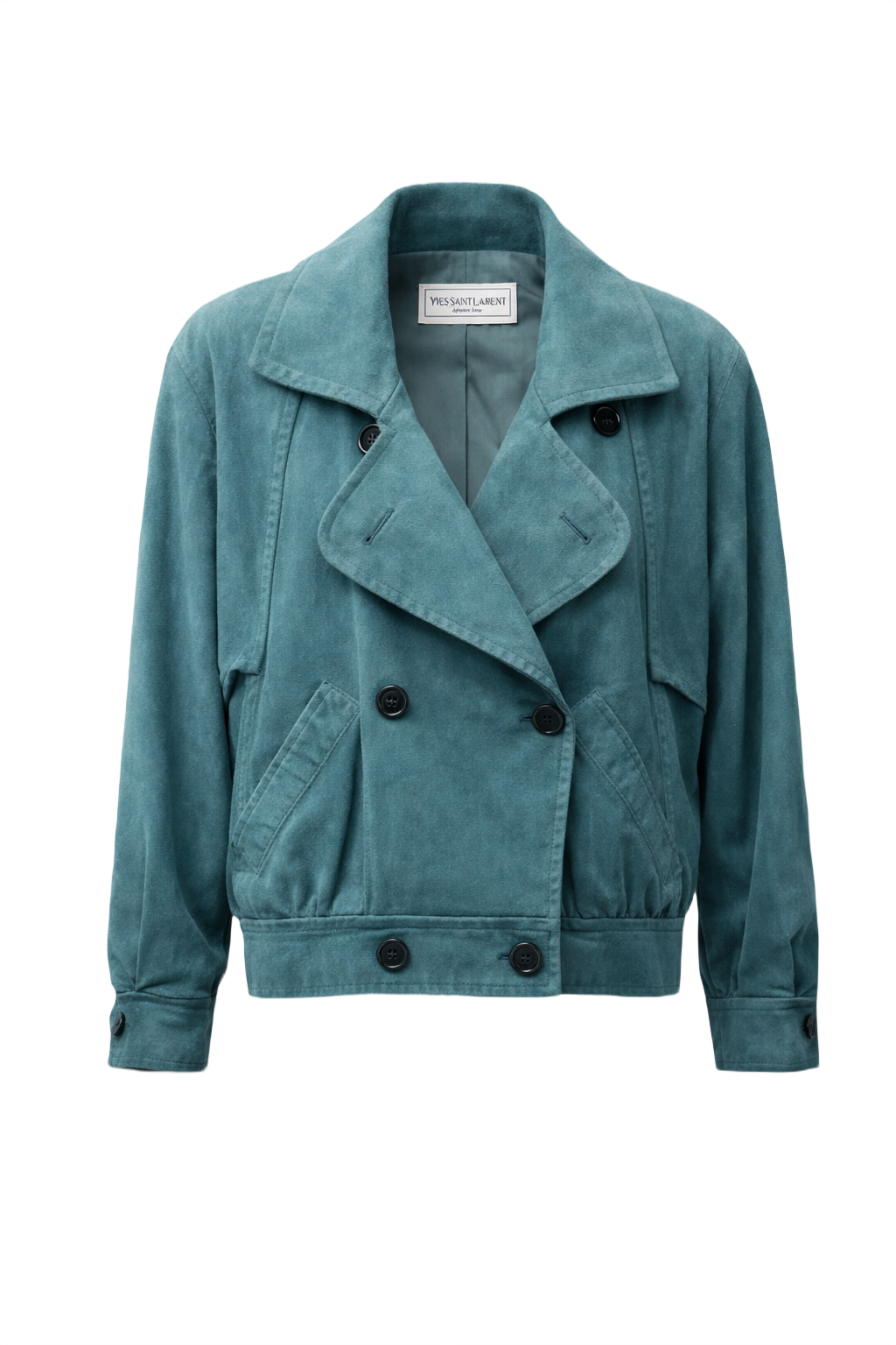 1980s Teal Suede Jacket - Front View