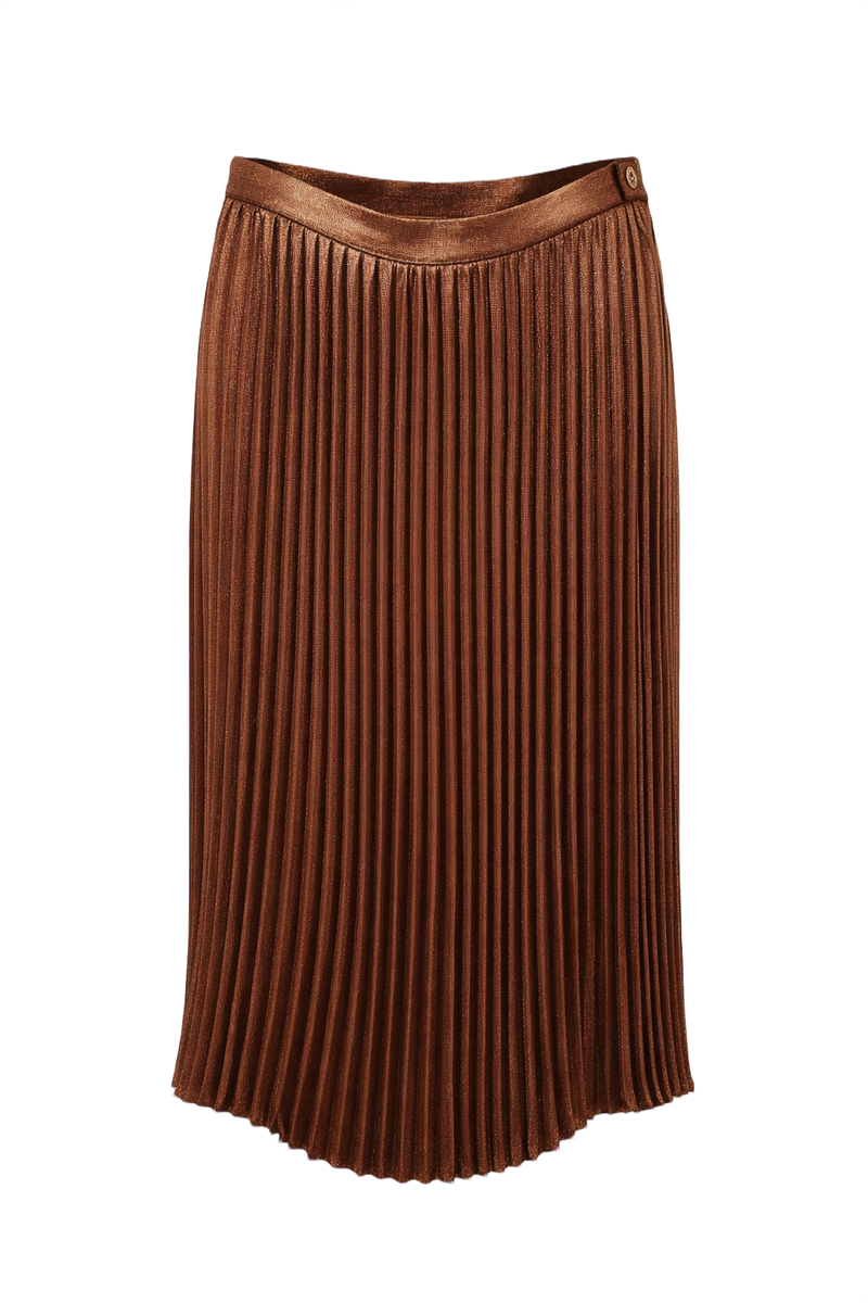 1980s Bronze Metallic Skirt - Front View