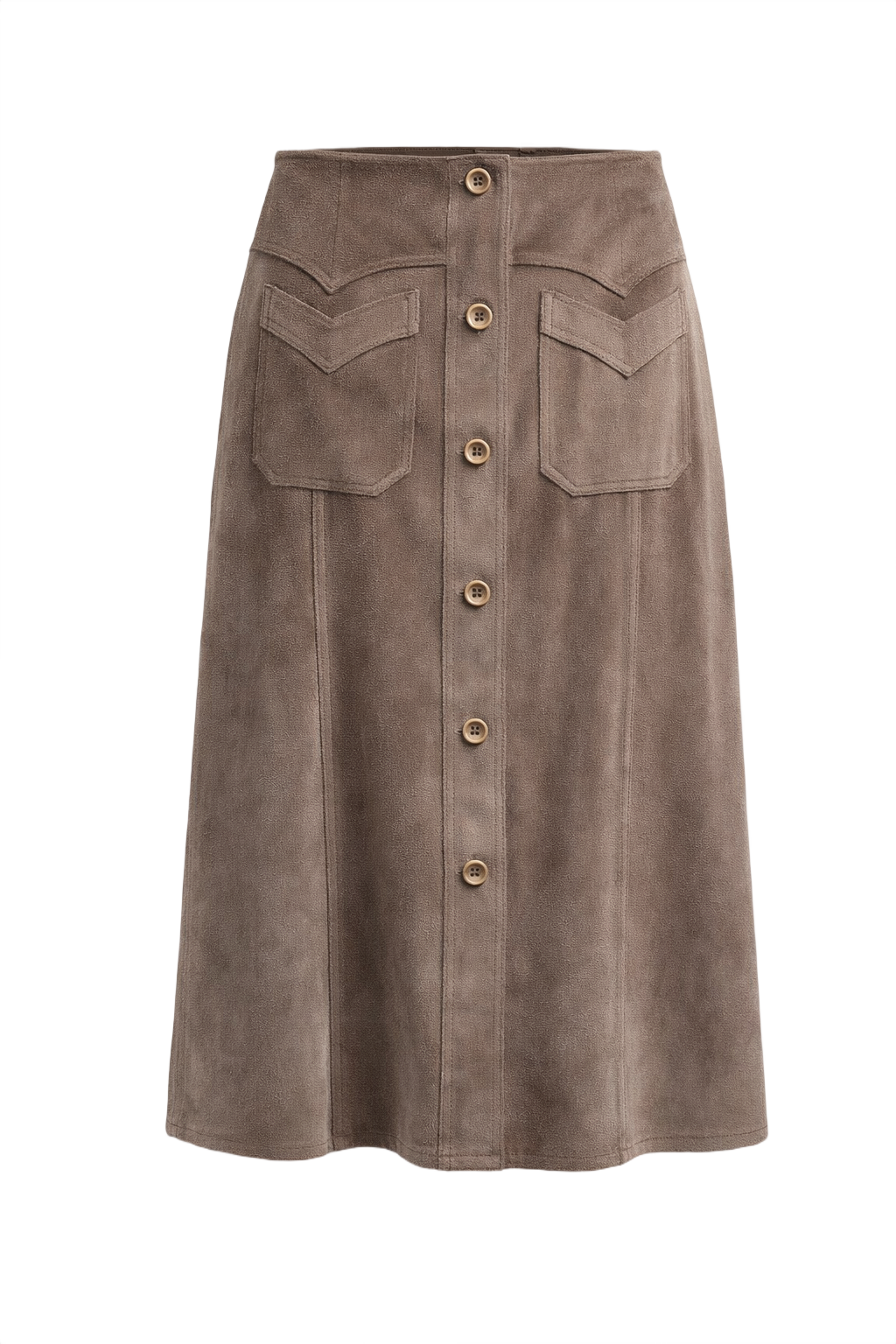 1970s Taupe Suede Skirt - Front View
