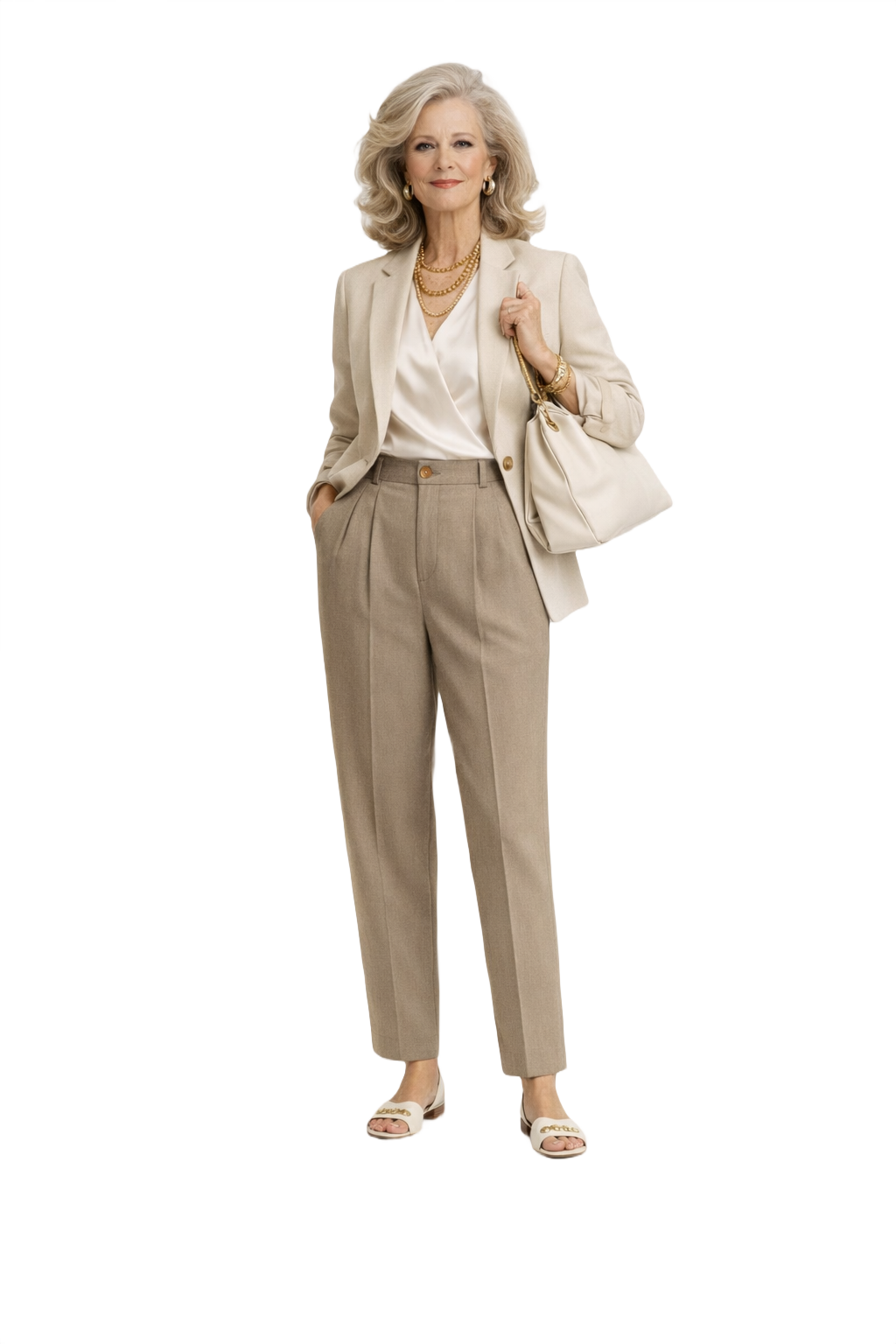 1980s Beige Wool Trousers - Model