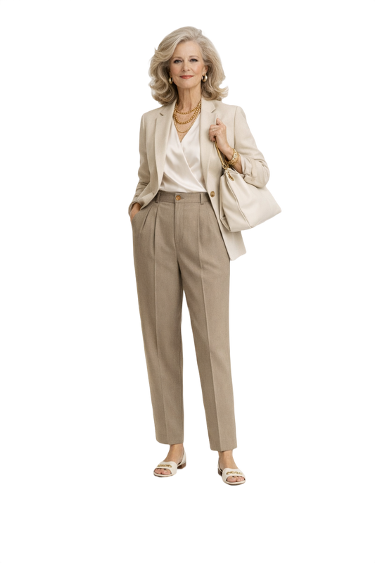 1980s Beige Wool Trousers - Model