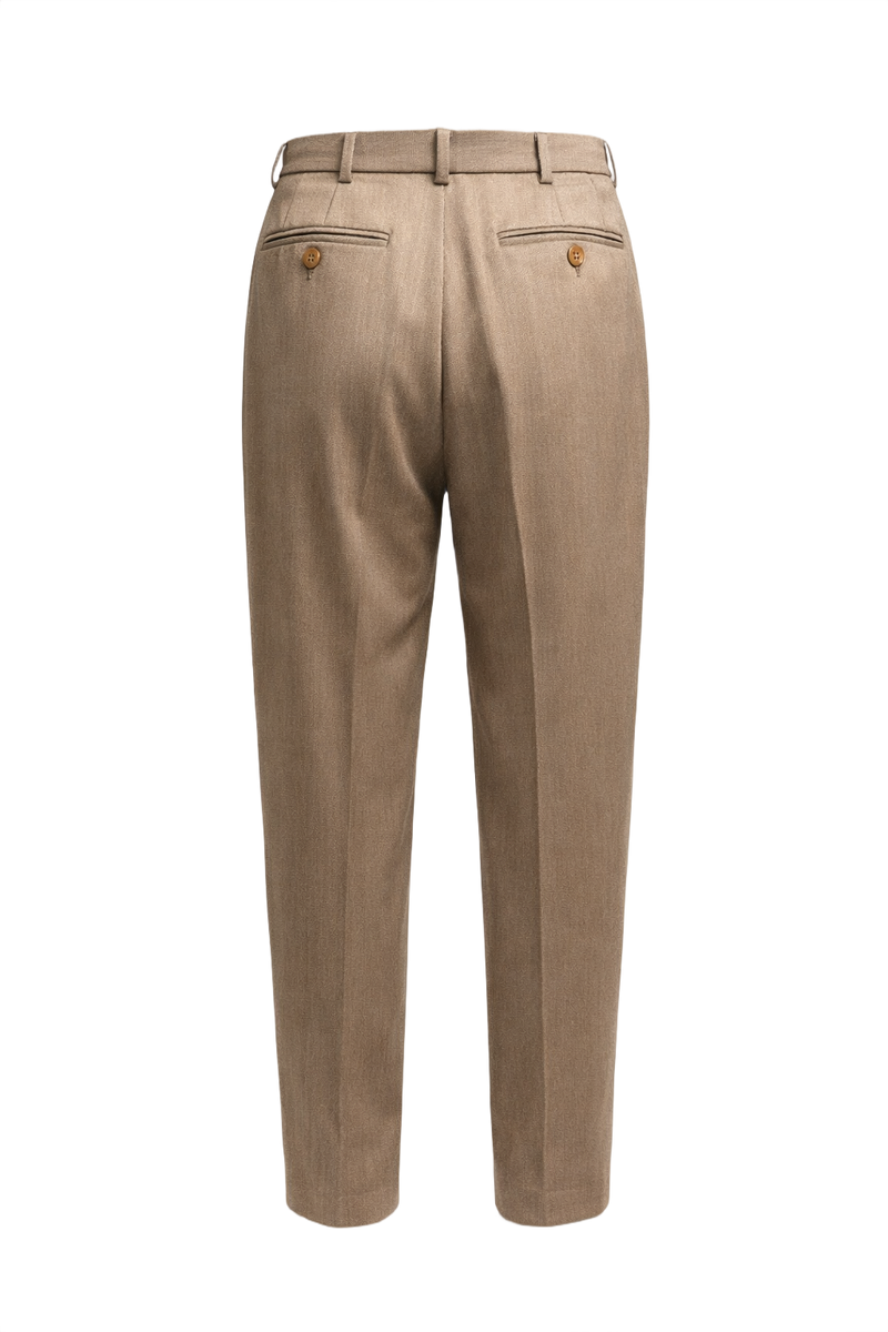 1980s Beige Wool Trousers - Back View
