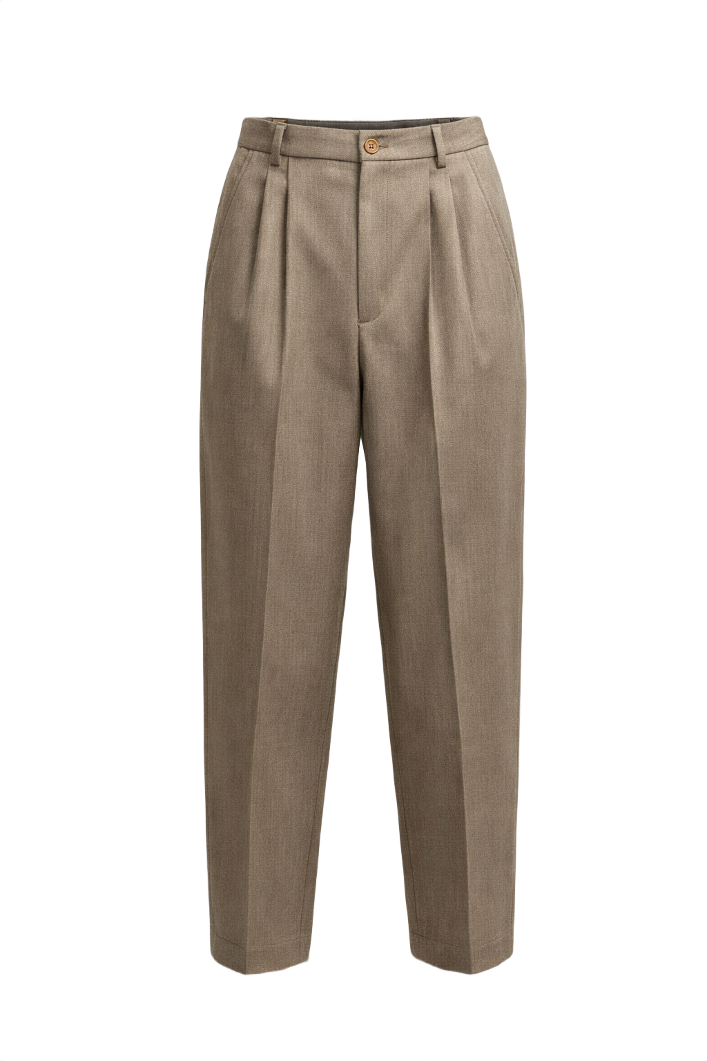 1980s Beige Wool Trousers - Front View