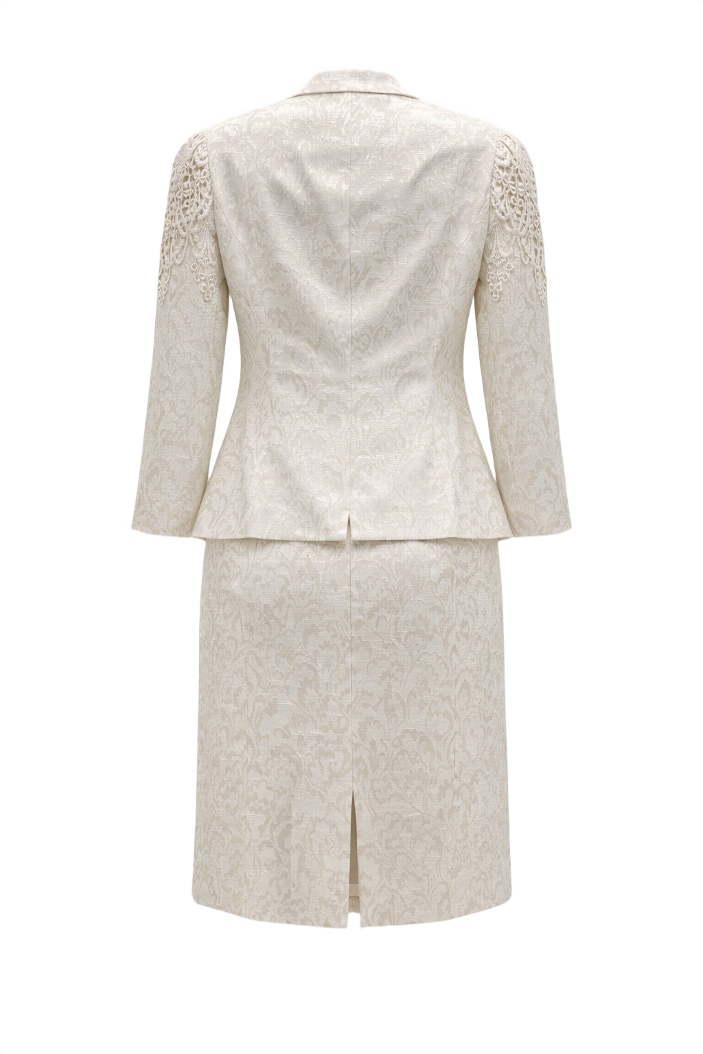 1980s Cream White Brocade 2-Piece Set - Back View