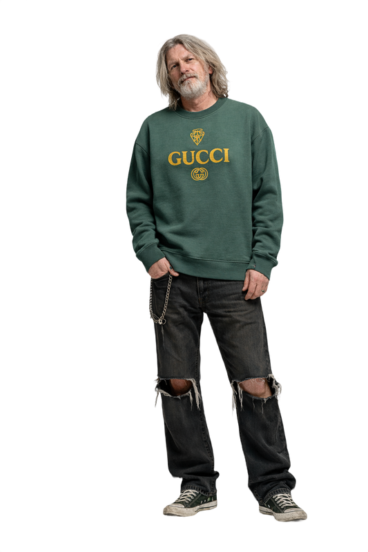 1990s Dark Green Cotton Blend Sweater - Model