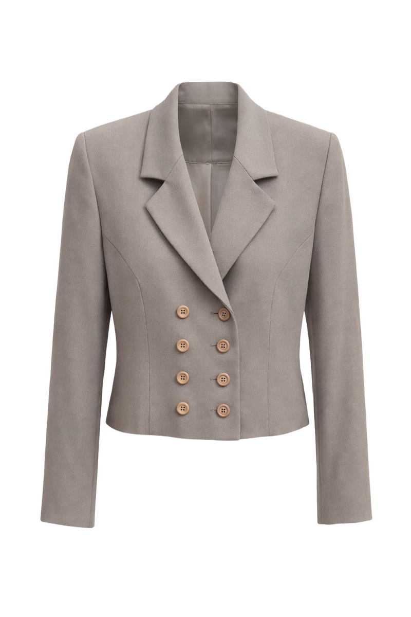 1980s Beige Wool Blazer - Front View