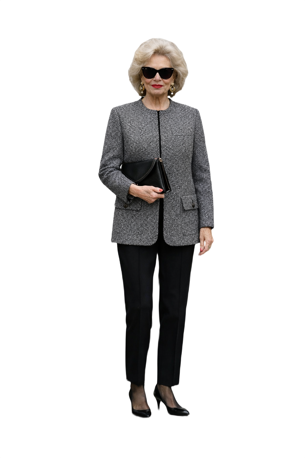 1980s Grey Wool Blend Blazer - Model