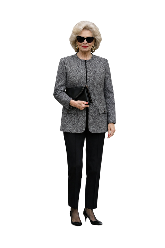 1980s Grey Wool Blend Blazer - Model