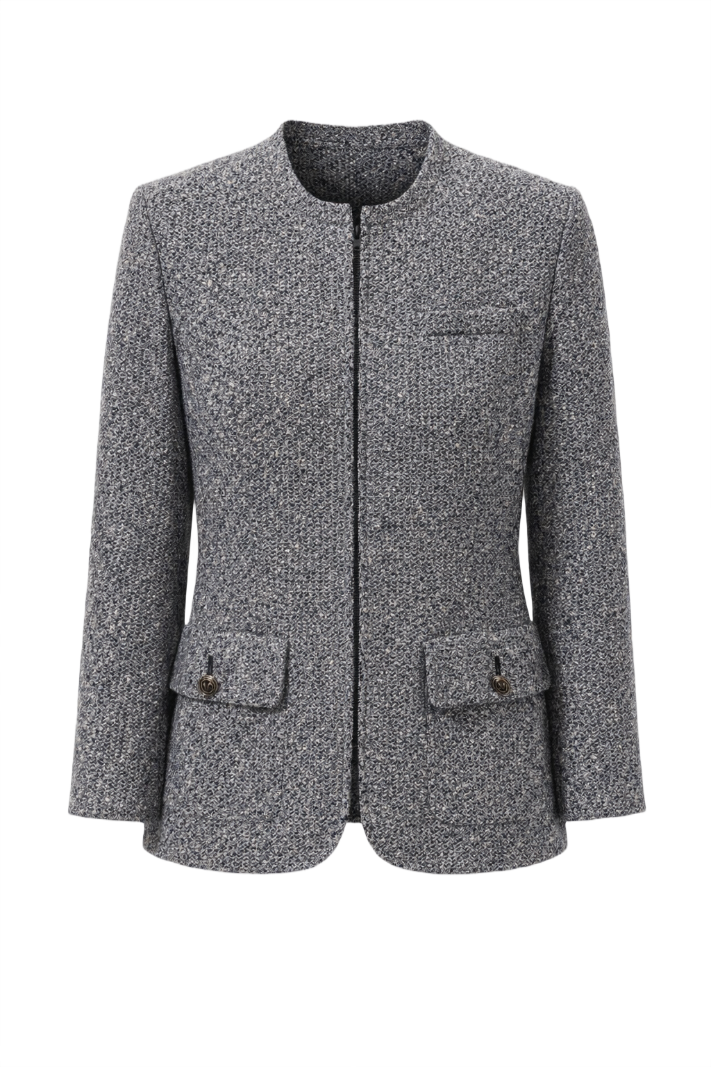 1980s Grey Wool Blend Blazer - Front View