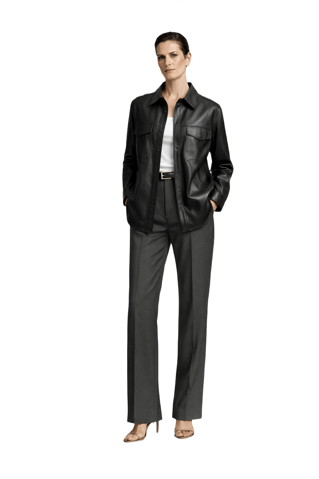 1990s Black Leather Jacket - Model