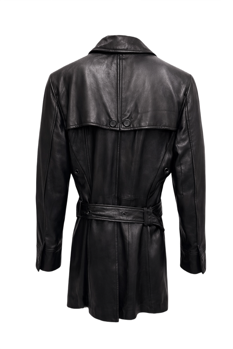 1990s Black Leather Medium Leather Jacket - Back View