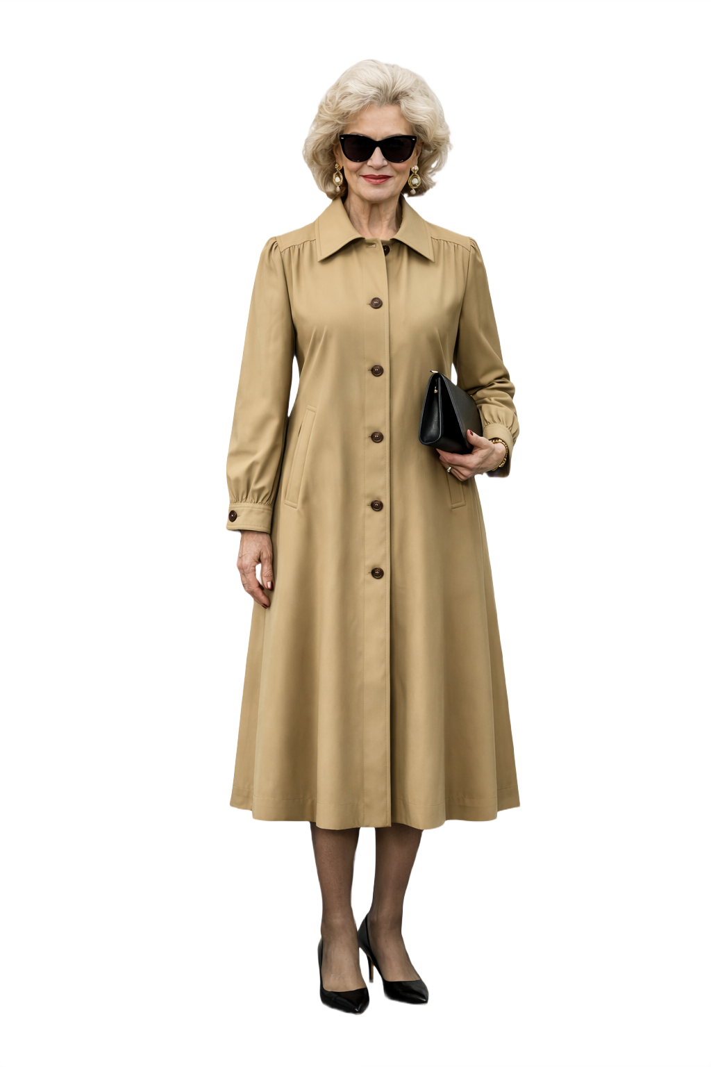 1980s Tan Cotton Blend Coat - Model