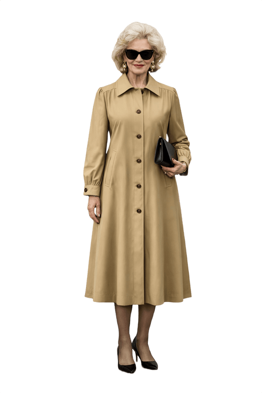 1980s Tan Cotton Blend Coat - Model