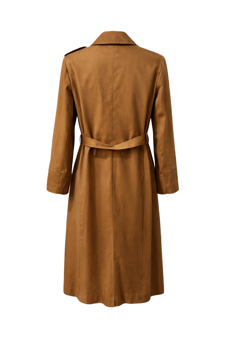 1980s Tan Cotton Trench Coat - Back View