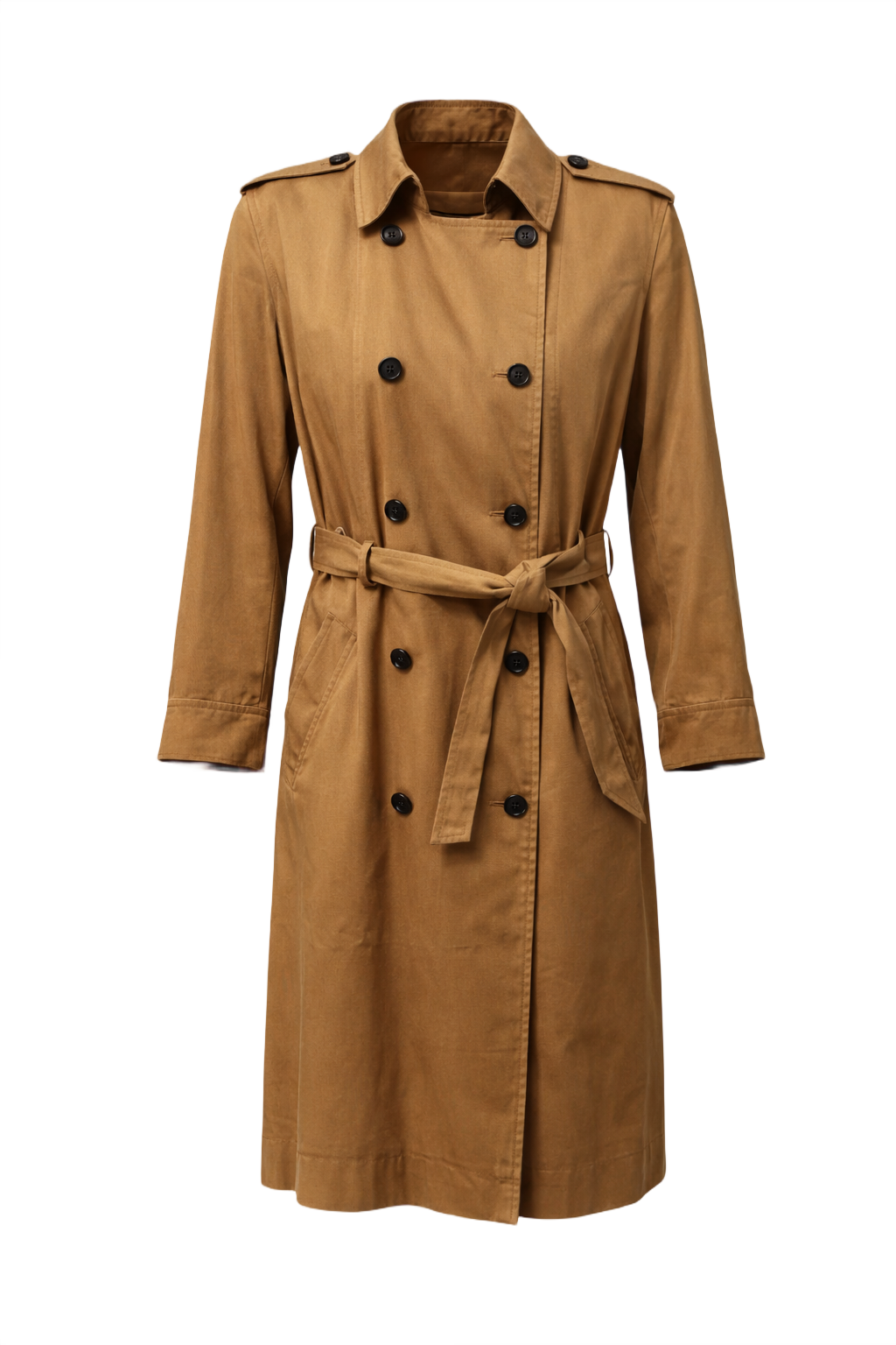 1980s Tan Cotton Trench Coat - Front View