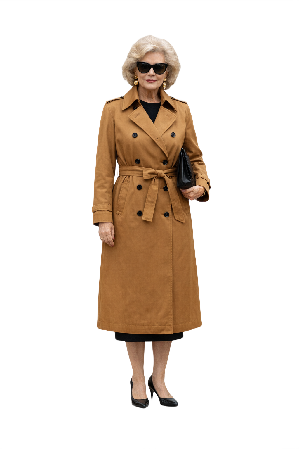 1980s Tan Cotton Trench Coat - Model