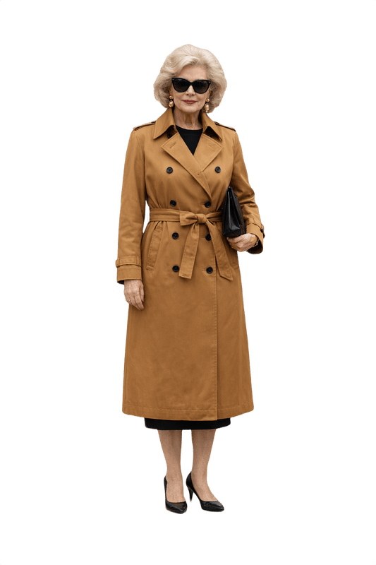 1980s Tan Cotton Trench Coat - Model