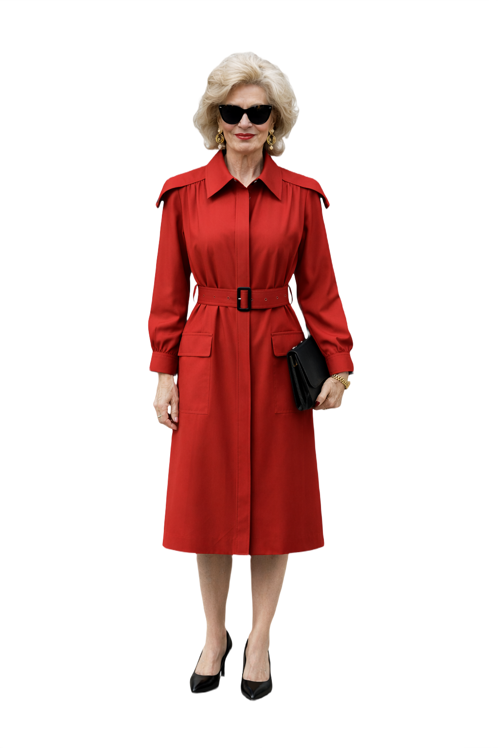 1980s Deep Red Cotton Trench Coat - Model