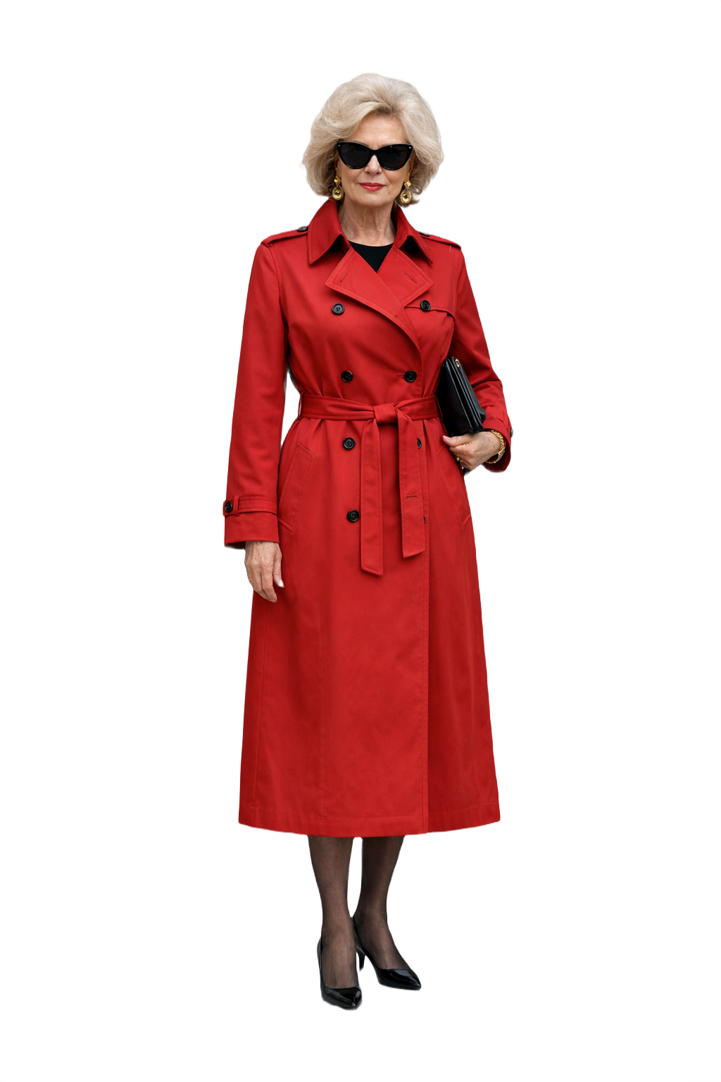1980s Red Cotton Blend Trench Coat - Model