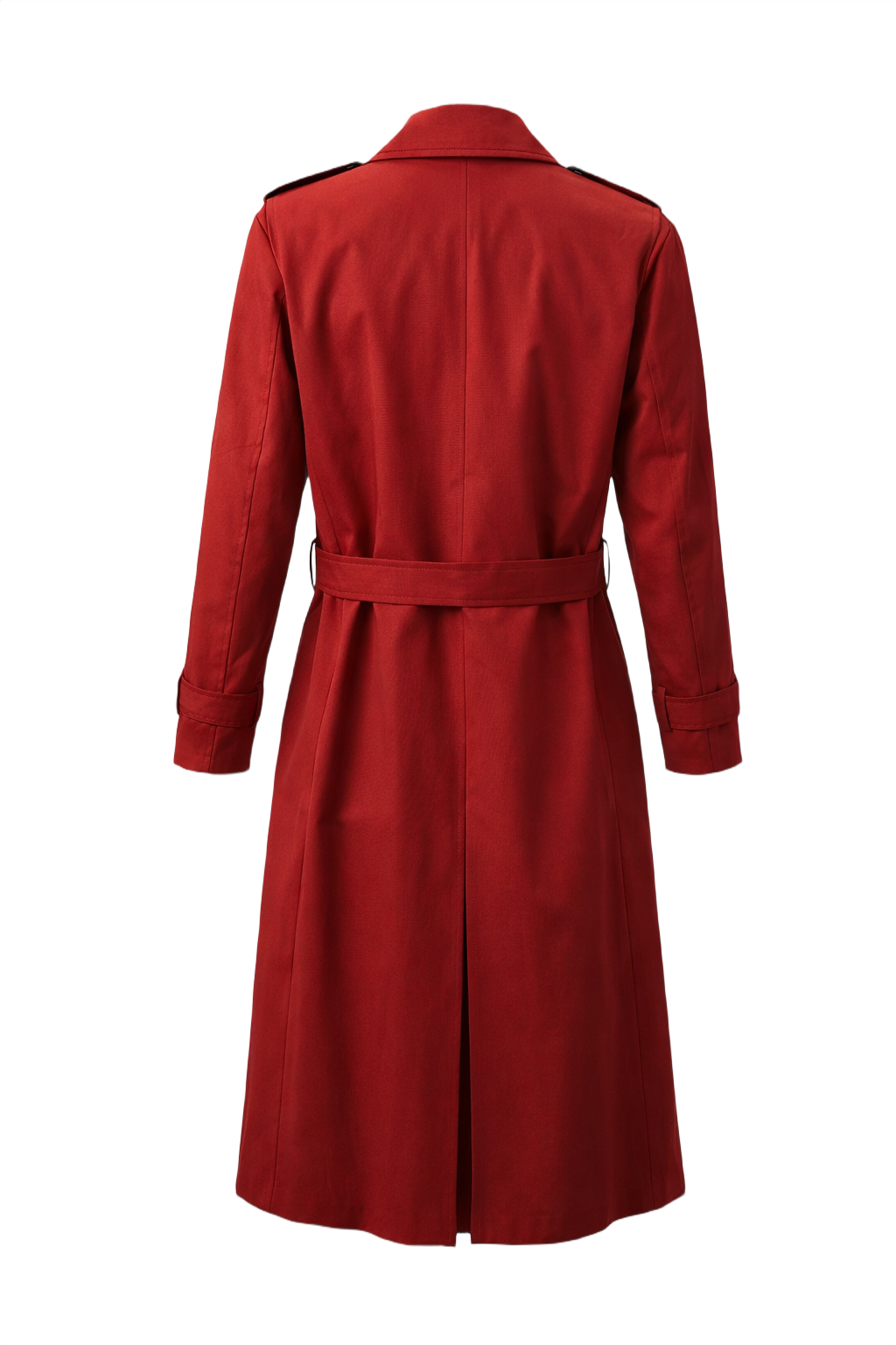 1980s Red Cotton Blend Trench Coat - Back View