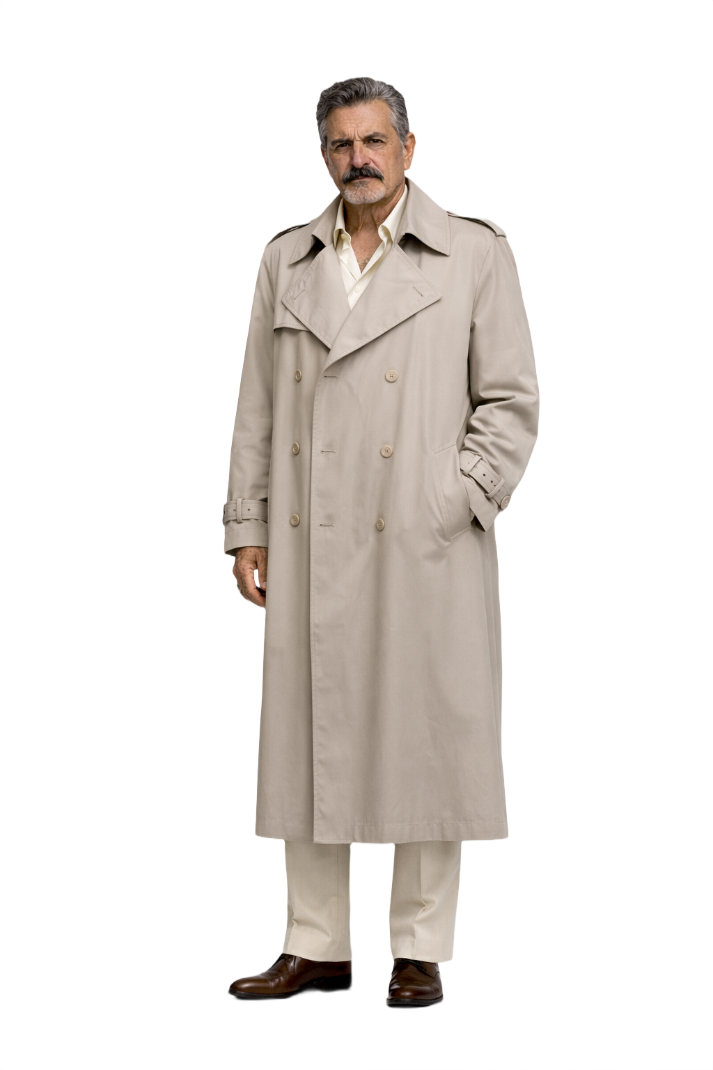 1980s Beige Cotton Blend Trench Coat - Model
