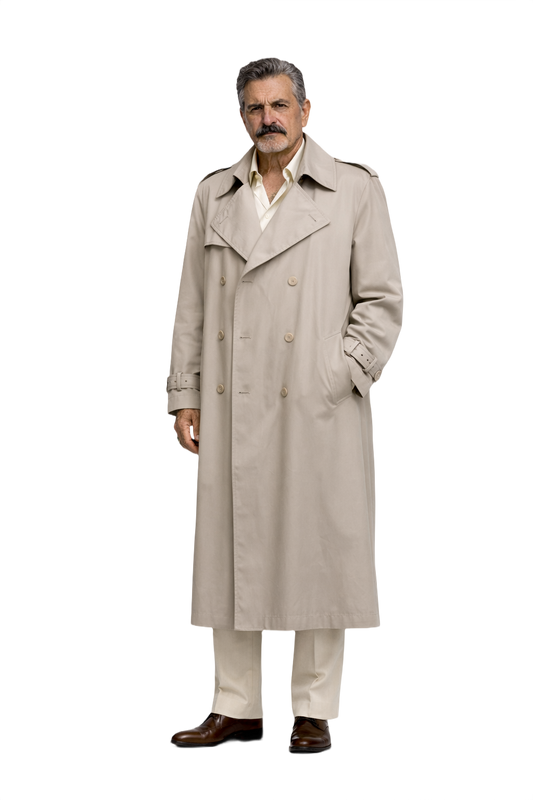 1980s Beige Cotton Blend Trench Coat - Model
