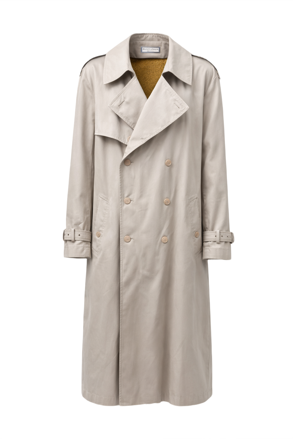 1980s Beige Cotton Blend Trench Coat - Front View