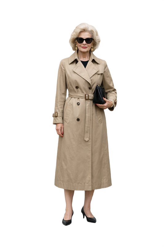 1980s Beige Cotton Trench Coat - Model