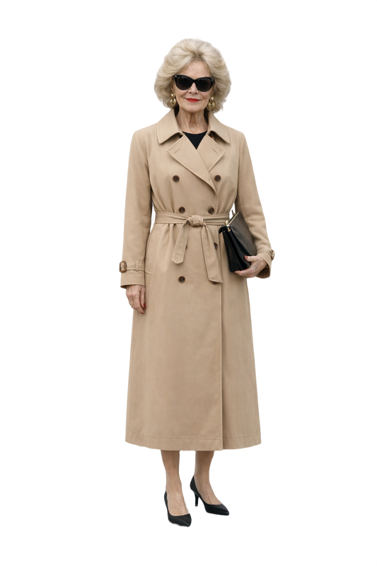 1980s Beige Cotton Trench Coat - Model
