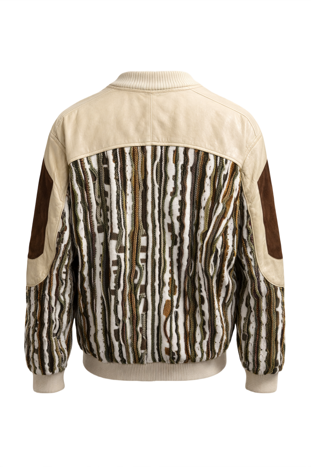 1970s Cream Leather Jacket - Back View