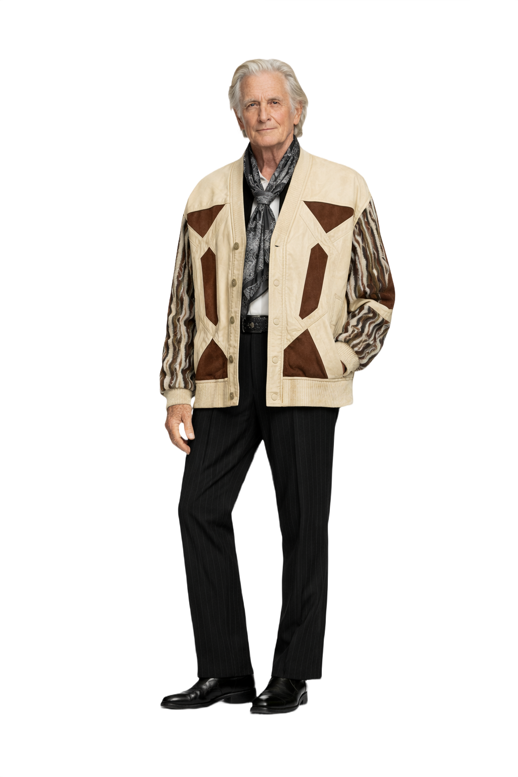 1970s Cream Leather Jacket - Model