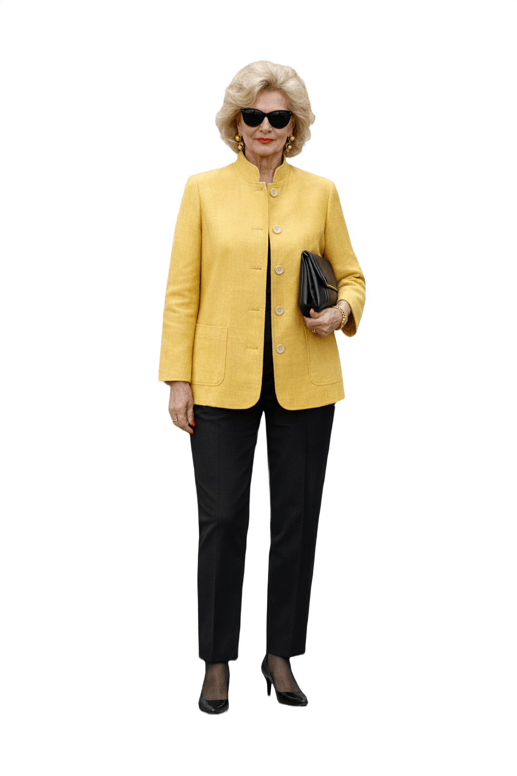 1980s Mustard Yellow Cotton Blend Jacket - Model